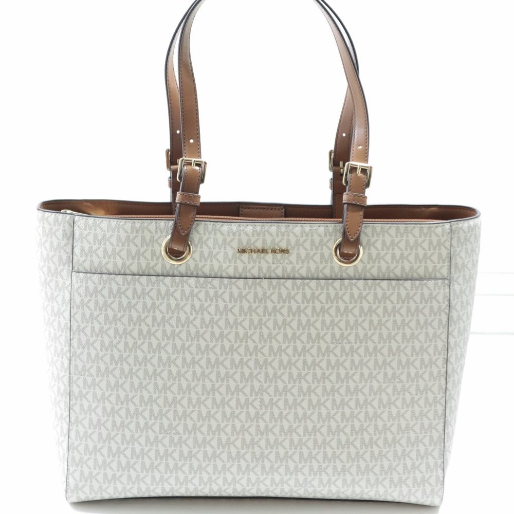 Michael Kors Jet Set Travel Large Commuter Tote Laptop Bag Vanilla